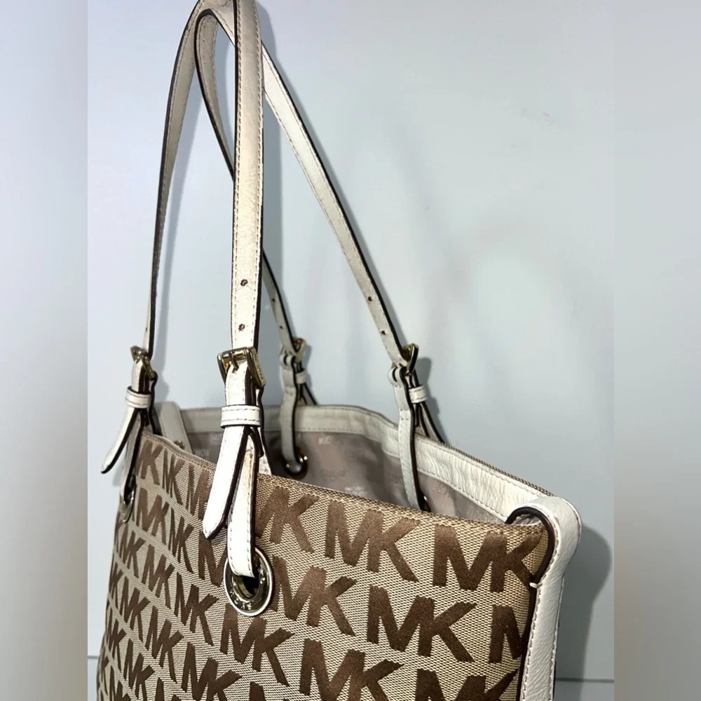 Michael‎ Kors Signature Jet Set Canvas Tote Shoulder Bag  Brown